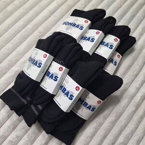 8 Pc Lot Bombas Mens Crew Calf Socks  Size Med Shoe Size 6-9 Black Cushion